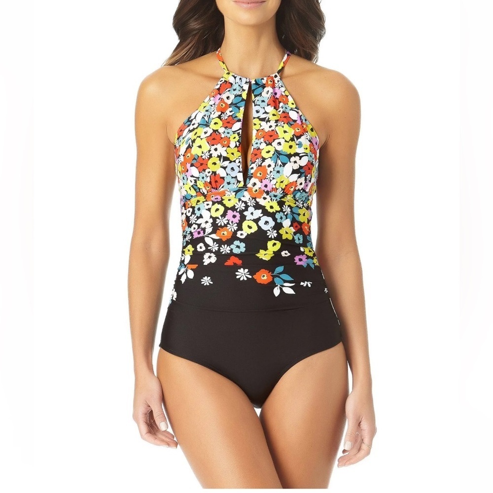 Anne Cole Women's Ditsy Floral High-Neck One-Piece Swimsuit